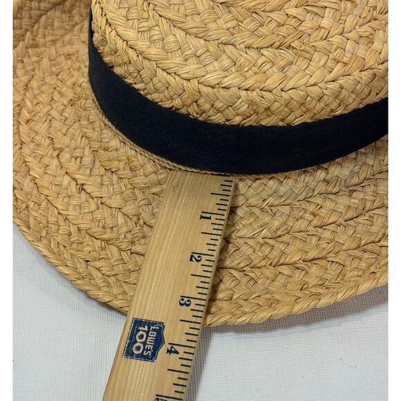 Helen Kaminski Hat Classic 5 Raffia Straw Nougat Black Ribbon Bow Beach Sun main image 6